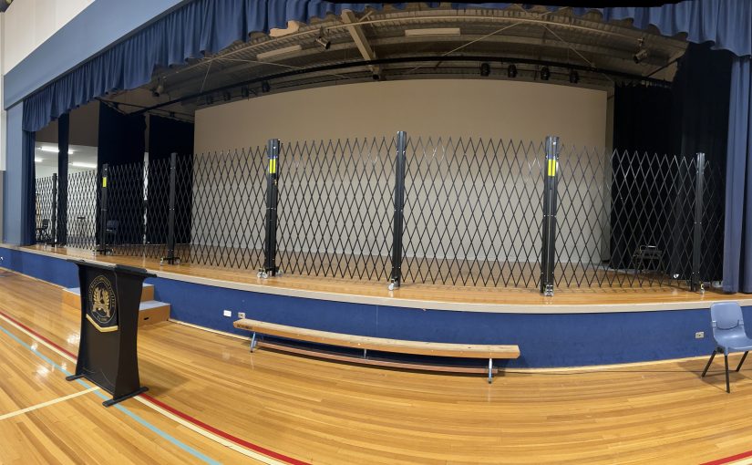 Security Trellis Barriers secure performance stages at theatres, schools and auditoriums.